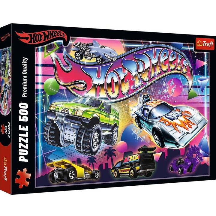 Пъзел 500 части Hot Wheels, 80-те, Trefl