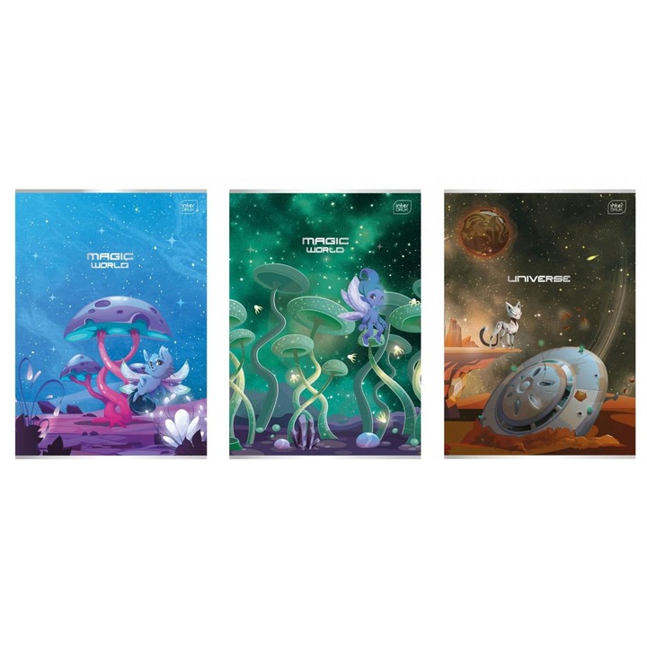 Caiete A4 32 file, INTERDRUK, set 10 bucati, 70g, multicolor