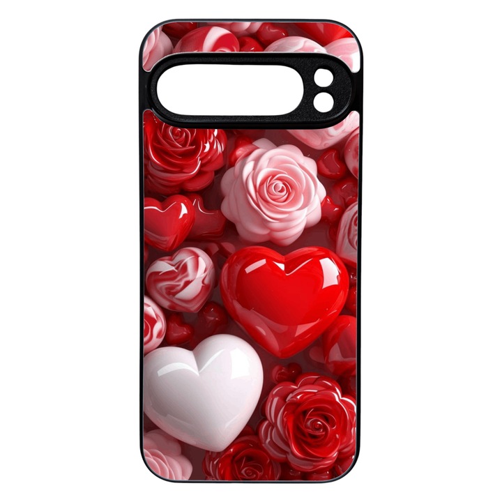 Husa Soft TPU compatibila cu Google Pixel 9 Pro XL, Red Hearts Design