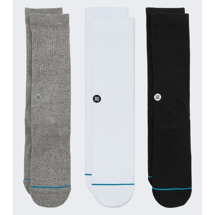 Мъжки спортни чорапи Stance Icon Crew комплект 3 броя, многоцветни, високи, умерено омекотяване