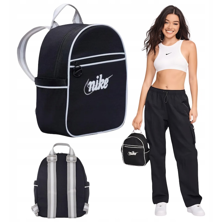 Sport hátizsák Nike Futura 365 Mini, fekete, 6 L, 20x25x10 cm, állítható pántok