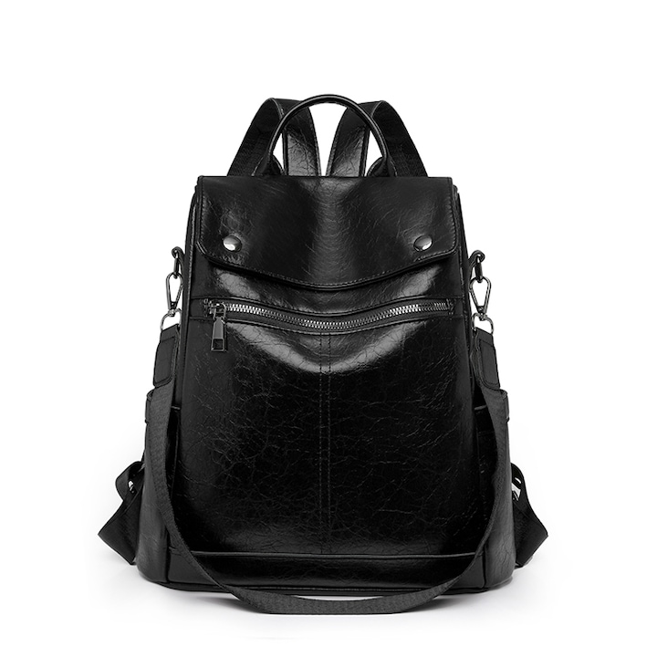 Női hátizsák, BOMSTOM, vízálló, modern design, fekete, 33x30x13cm