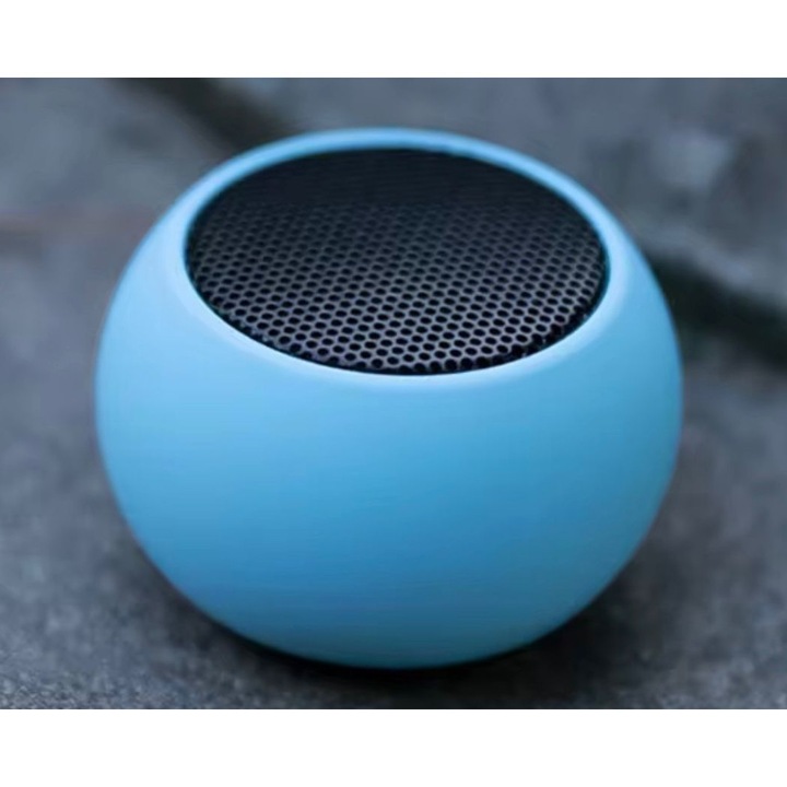 Boxă portabilă Bluetooth mini, sunet puternic, design rotund, albastru, 49x33mm