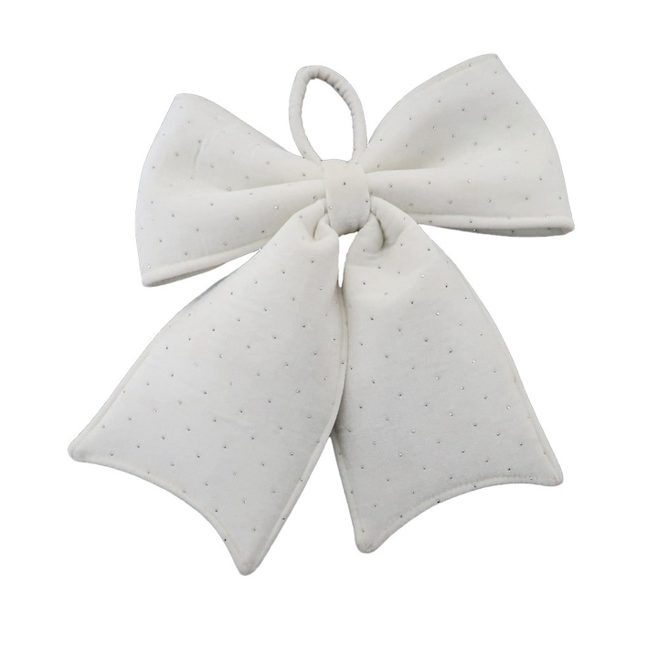 Funda decorativa din material textil alb cu glitter, 30 cm