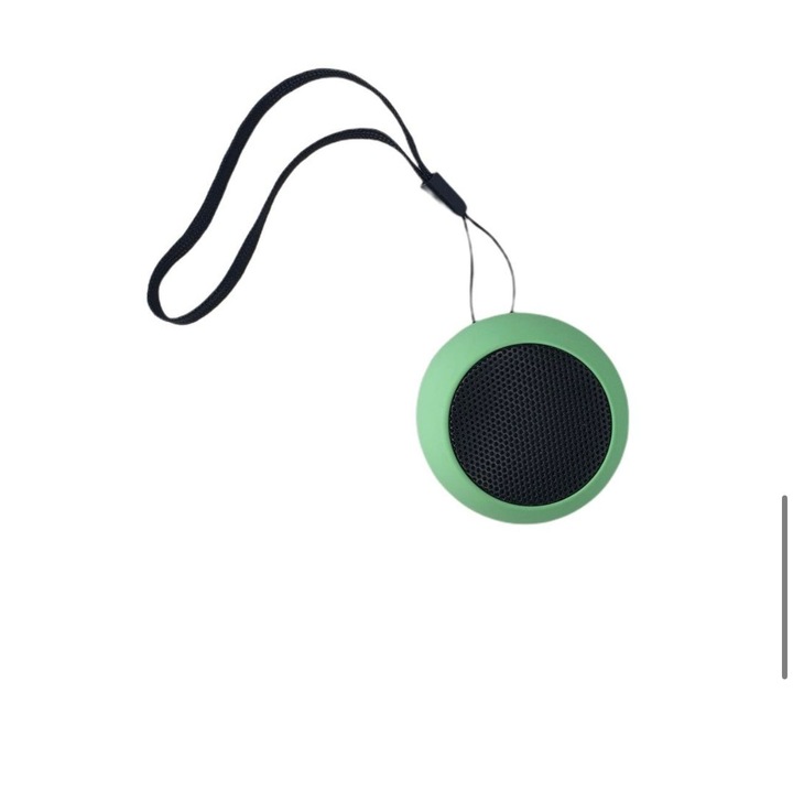 Boxă portabilă Bluetooth mini, sunet puternic, design rotund, verde, 49x33mm