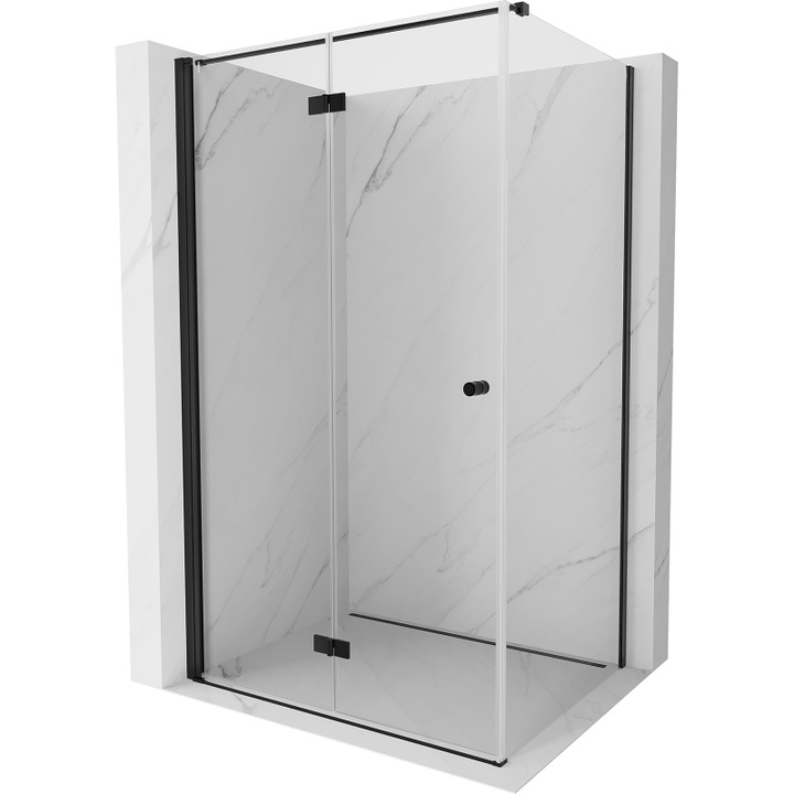 Cabina de dus Mexen Mist-F T pliabila stanga 110 x 100 cm, transparenta, neagra - 8A6T-110-100-70-00-L