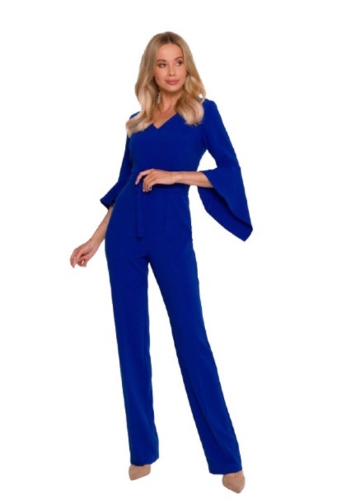 Salopeta, Cudmoda, S416, V-nyakú, 7/8 ujjú, cipzáros, poliészter, Kék