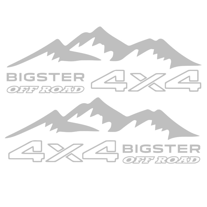 Set Stickere Off Road, BIGSTER, 4x4, gri, 40 cm x 14 cm