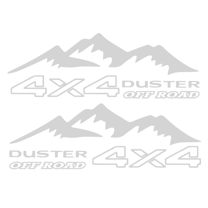 Set Stickere Off Road, DUSTER 4x4, argintiu, 40 cm x 14 cm
