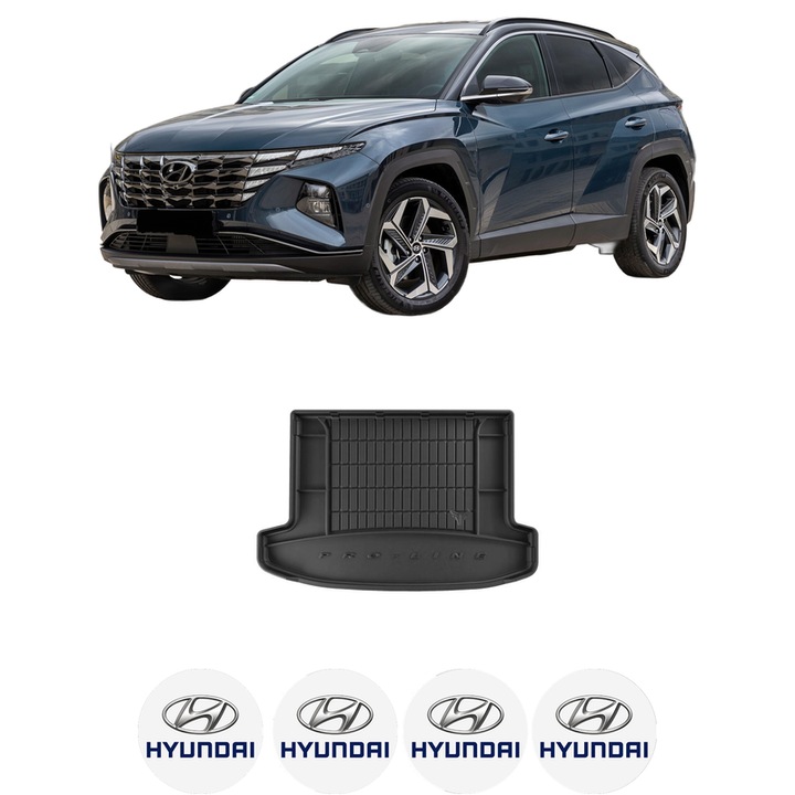 Tavita Portbagaj HYUNDAI TUCSON (NX4E, NX4A) din 2020-2024, Protectie Portbagaj Auto, 4x Stickere auto cu HYUNDAI