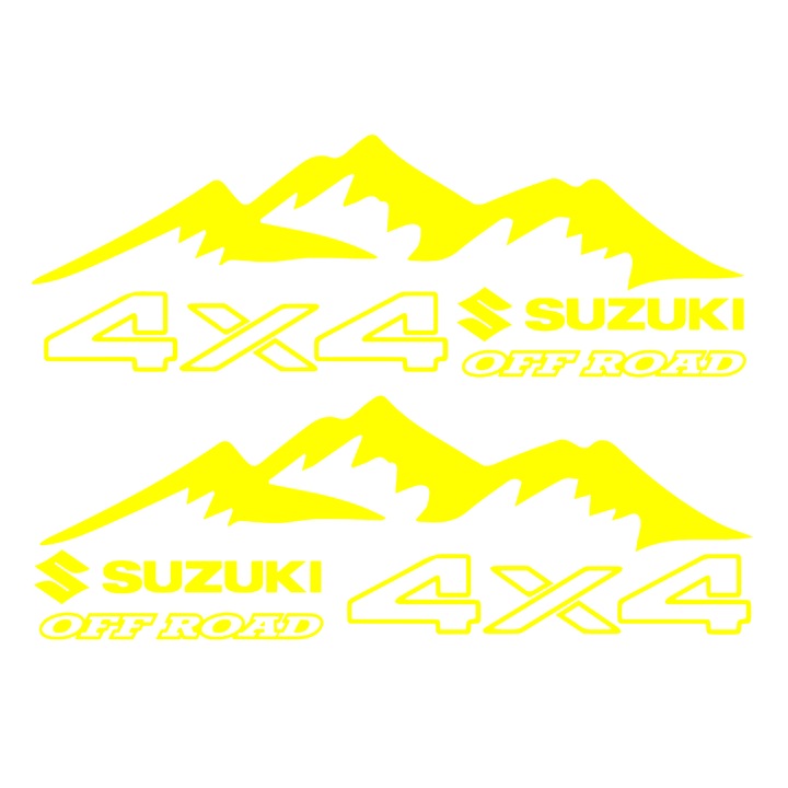 Set Stickere Off Road, SUZUKI 4x4, galben, 40 cm x 14 cm