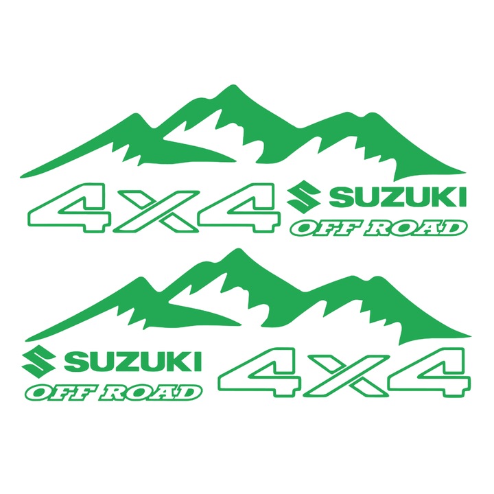 Set Stickere Off Road, SUZUKI 4x4, verde, 40 cm x 14 cm