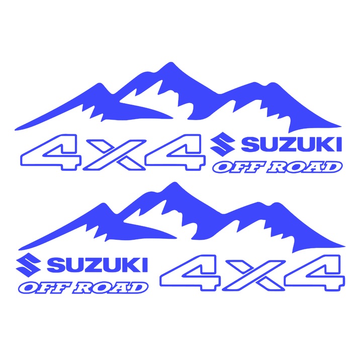 Set Stickere Off Road, SUZUKI 4x4, albastru, 40 cm x 14 cm