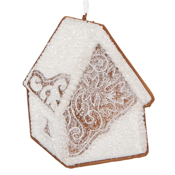Комплект 2 орнамента за елха Меденкова къщичка бяло-кафява 9x1x10 см