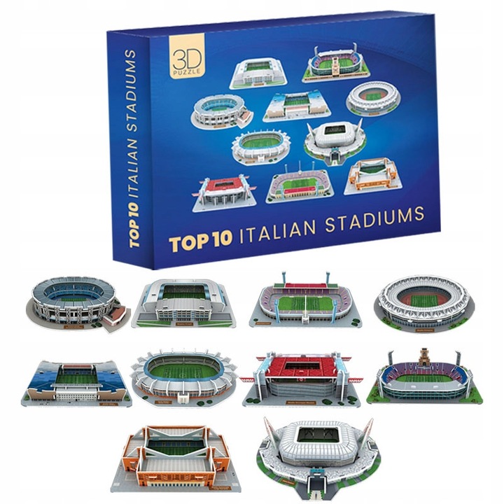 Puzzle 3D, Stadion Fotbal Liga Italiana, Habarri, Model Oficial, Spuma, Varsta Recomandata 7+, Nivel De Dificultate 4/5, Timp De Asamblare 120 Min, 31 cm x 21 cm x 3 cm, Multicolor, 245 De Piese