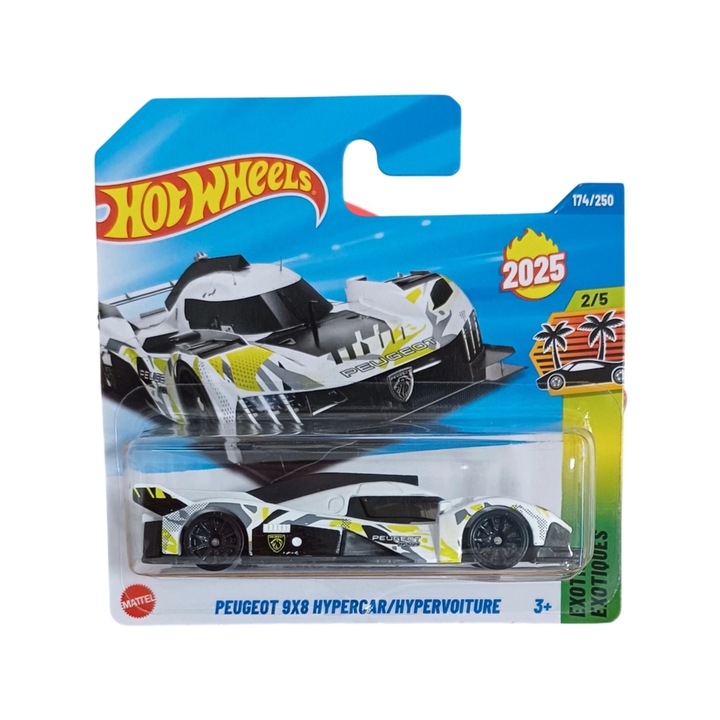 Количка Hot Wheels Peugeot 9X8 Хиперкола / Хипервотура, бял, мащаб 1:64 - модел 2025