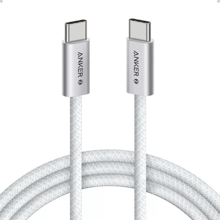 Cablu de date si incarcare USB-C la USB-C, 1 m, Anker, culoare Alb, A8060H21