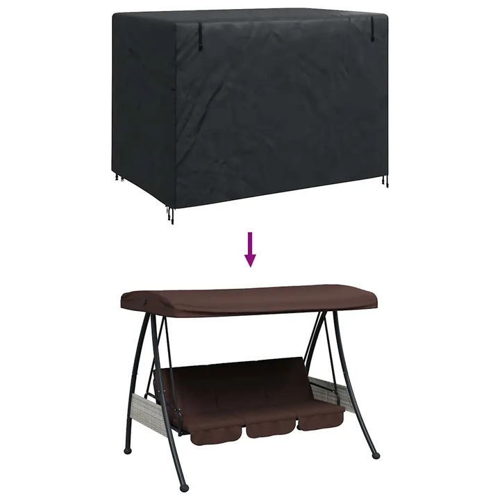 Husa pentru leagan VidaXL de gradina, 220x125x170cm, impermeabil, rezistent la UV, negru