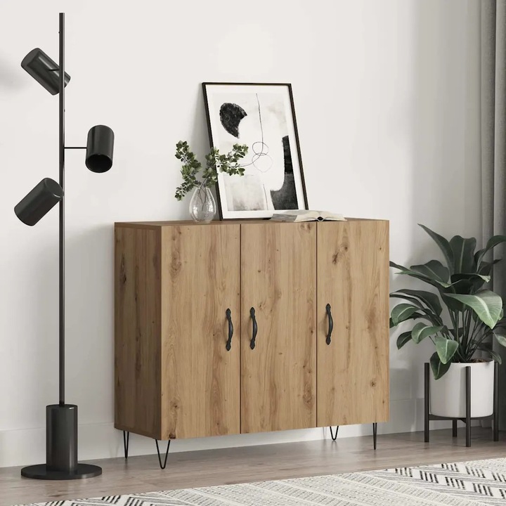 Bufet VidaXL, 90x34x80cm, material din lemn, design modern, culoare artizanat