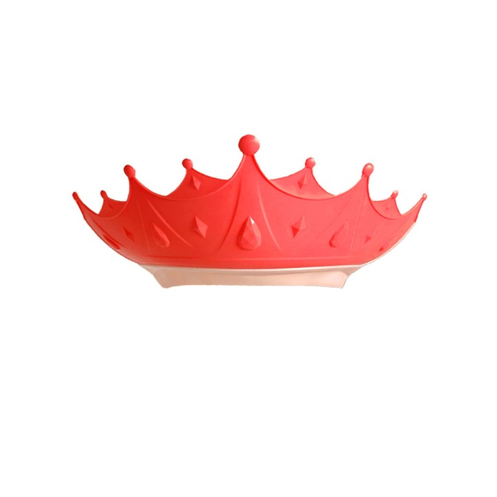 Козирка за баня за деца, Comando Kids, Регулируема, Миеща се, Нетоксични материали, Без мирис, Размери 15x13см, Модел Корона, Бледочервено