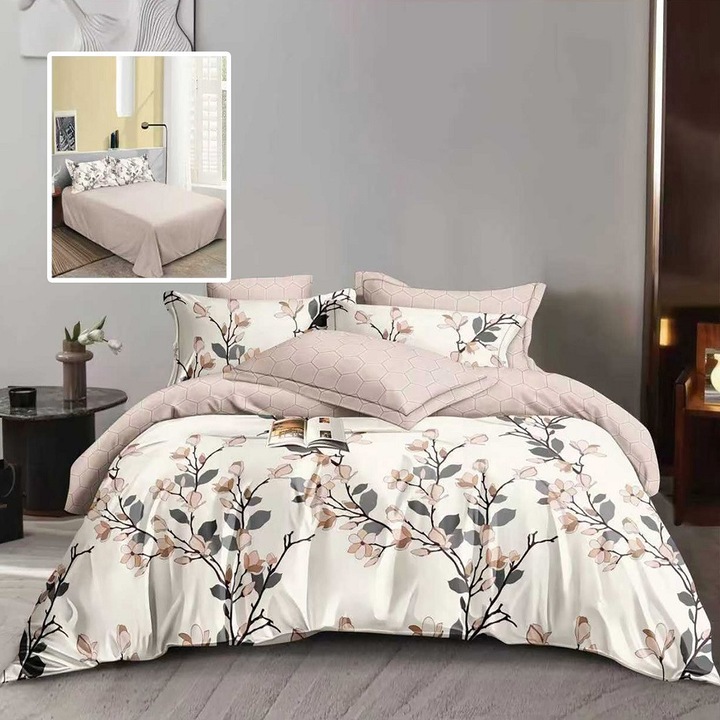 Lenjerie de pat, 6 piese, Ralex Pucioasa, 72% Bumbac, modern, 220x240cm, 200x220cm, 50x70cm, 70x70cm