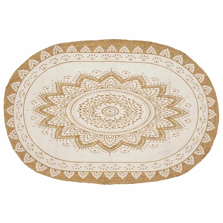 vidaXL Juta Szőnyeg Virágos Természetes 205 x 305 cm Juta 42010828