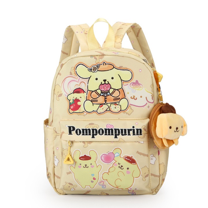 Ghiozdan scolar, Hello Kitty, impermeabil, cu buzunar pentru laptop 14'', galben, 25x11x33cm
