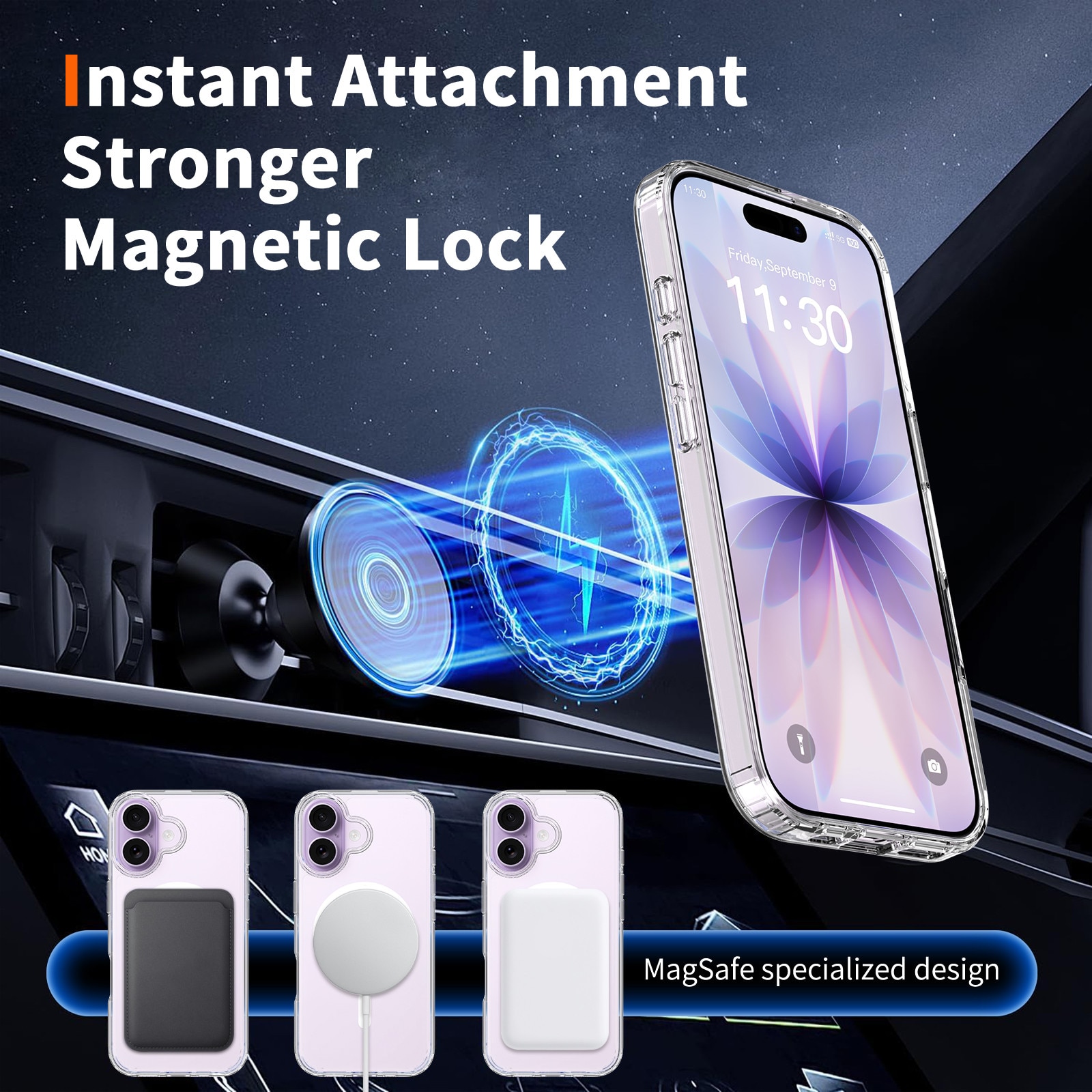 Husa transparenta magnetica pentru iPhone 17 - Compatibila cu standardul magnetic universal, cu protectie anti-soc ultra-subtire de 1.5mm. Ofera protectie superioara la caderi de 1.2m