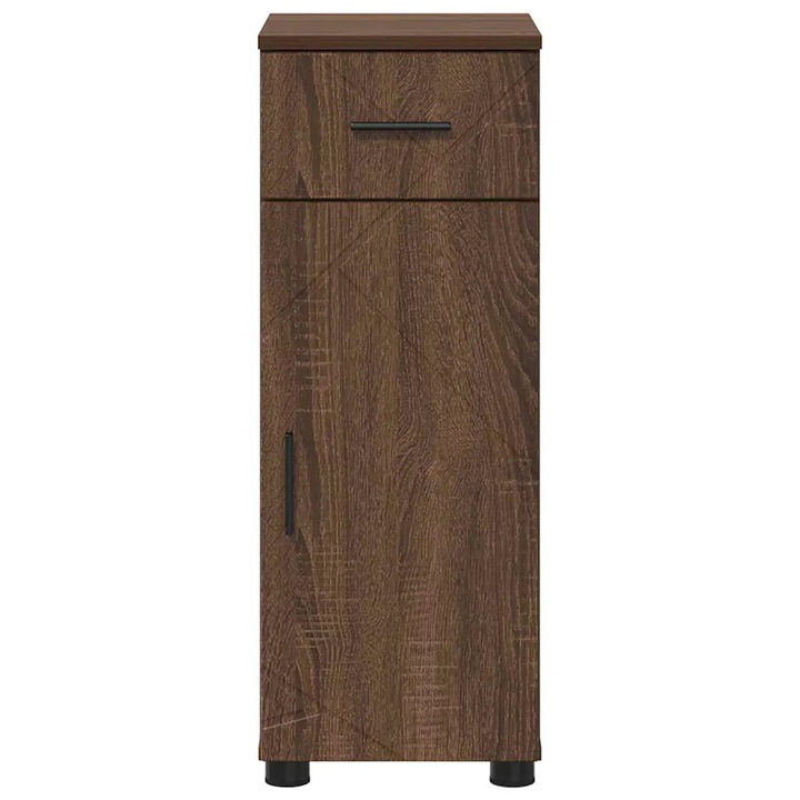 Dulap de baie, VidaXL, cu sertar, 30x35x80 cm, culoare maro, design modern