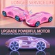 Комплект играчка кола с дистанционно управление RC за деца, със станция за зареждане, нов модел енергийно превозно средство, управляемо чрез жестове, MorFansi®, 2.4Ghz 4WD, въртене на 360°, двойно пръскане, RGB светлини и музика, 3 години+, розов