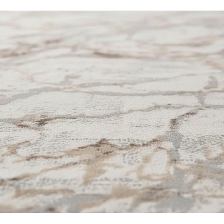 Covor modern Pala Carpet Marble, alb și crem, 80x150 cm, grosime 11 mm, design elegant pentru living sau dormitor