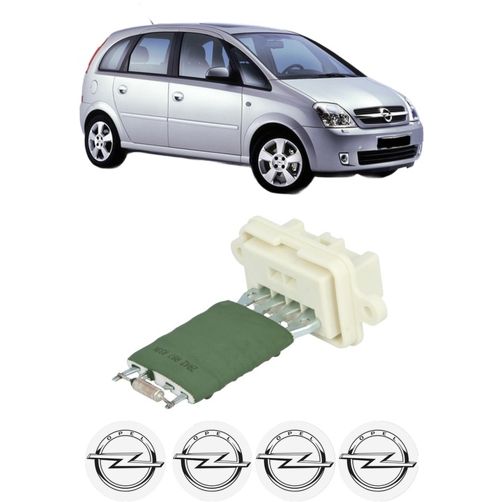 Rezistenta trepte ventilator aeroterma OPEL MERIVA A MPV (X03) din 2003-2010, rezistor ventilator habitaclu auto, 4x Stickere Auto cu OPEL