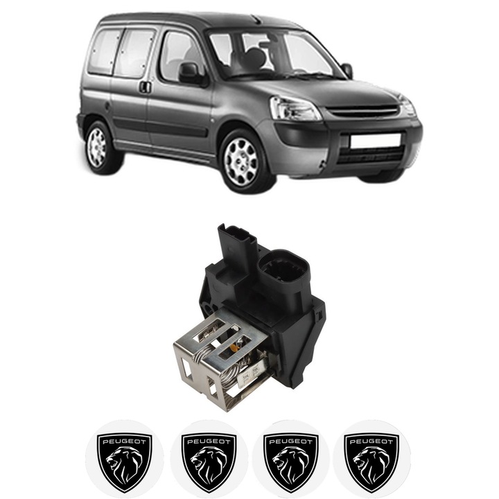 Rezistenta trepte ventilator aeroterma PEUGEOT PARTNER TEPEE din 2008-2018, rezistor ventilator habitaclu auto, 4x Stickere Auto cu PEUGEOT