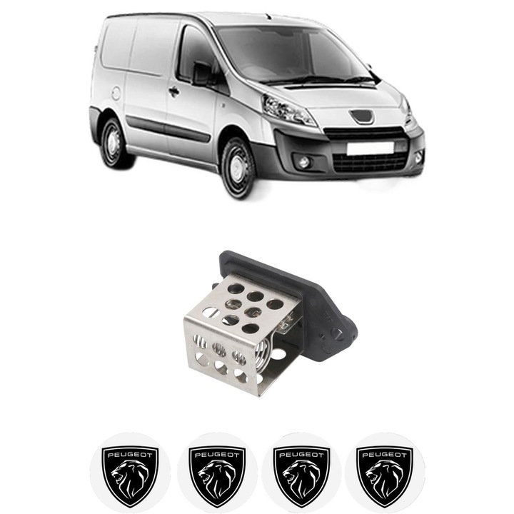 Rezistenta trepte ventilator aeroterma PEUGEOT EXPERT Van (VF3A_, VF3U_, VF3X_) din 2007-2016, rezistor ventilator habitaclu auto, 4x Stickere Auto cu PEUGEOT
