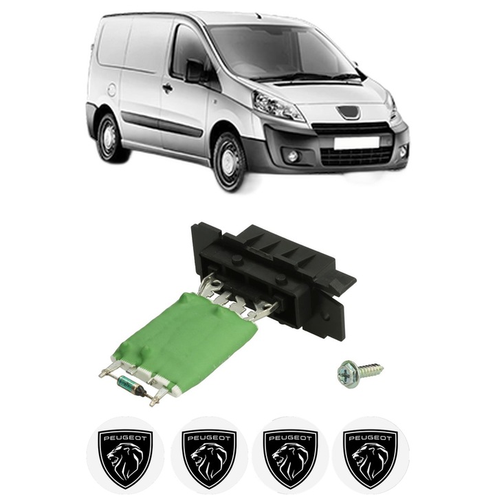 Rezistenta trepte ventilator aeroterma PEUGEOT EXPERT Van (VF3A_, VF3U_, VF3X_) din 2007-2016, rezistor ventilator habitaclu auto, 4x Stickere Auto cu PEUGEOT