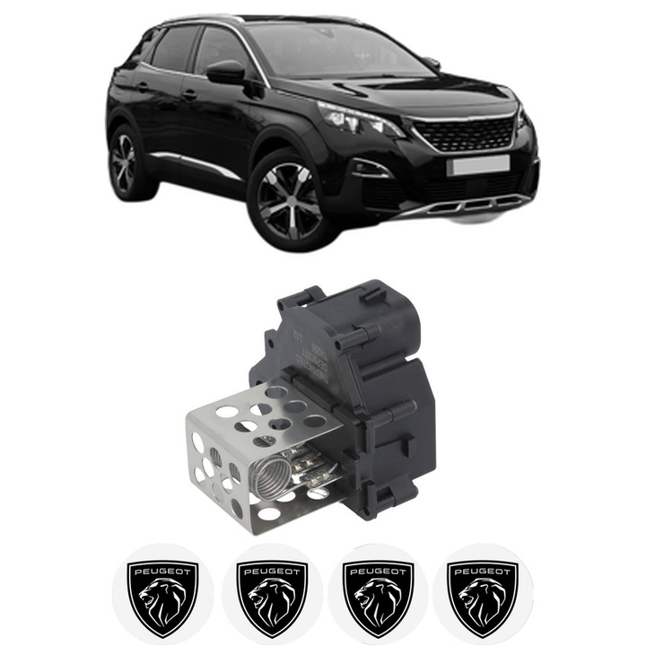 Rezistenta trepte ventilator aeroterma PEUGEOT 3008 II SUV (MC_, MR_, MJ_, M4_) din 2016-2020, rezistor ventilator habitaclu auto, 4x Stickere Auto cu PEUGEOT