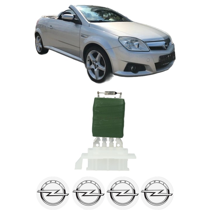 Rezistenta trepte ventilator aeroterma OPEL TIGRA TwinTop (X04) din 2004-2010, rezistor ventilator habitaclu auto, 4x Stickere Auto cu OPEL