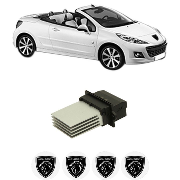 Rezistenta trepte ventilator aeroterma PEUGEOT 207 CC (WD_) din 2007-2015, rezistor ventilator habitaclu auto, 4x Stickere Auto cu PEUGEOT