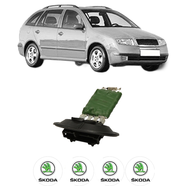 Rezistenta trepte ventilator aeroterma SKODA FABIA I Combi (6Y5) din 2000-2007, rezistor ventilator habitaclu auto, 4x Stickere Auto cu SKODA