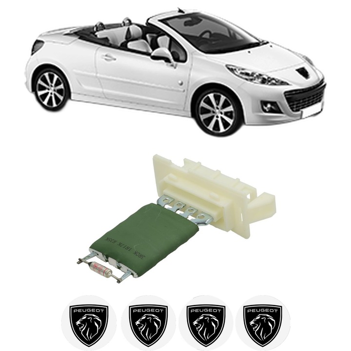 Rezistenta trepte ventilator aeroterma PEUGEOT 207 CC (WD_) din 2007-2015, rezistor ventilator habitaclu auto, 4x Stickere Auto cu PEUGEOT