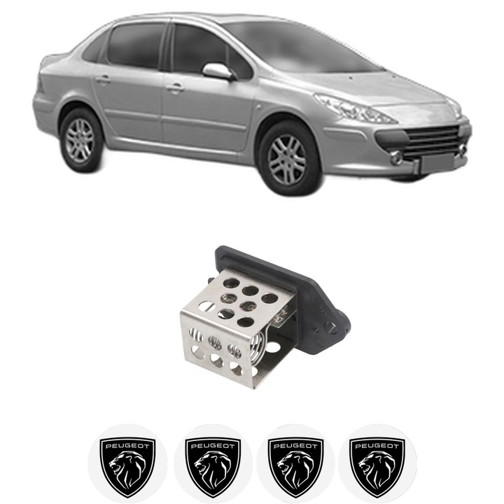 Rezistenta trepte ventilator aeroterma PEUGEOT 307 Saloon din 2006-2012, rezistor ventilator habitaclu auto, 4x Stickere Auto cu PEUGEOT
