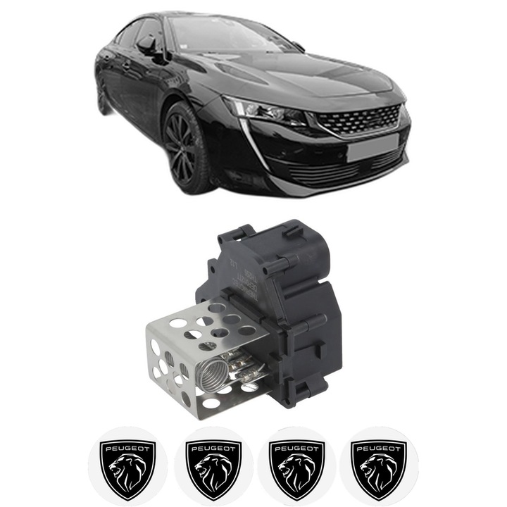 Rezistenta trepte ventilator aeroterma PEUGEOT 508 II (FB_, FH_, F3_) din 2018-2020, rezistor ventilator habitaclu auto, 4x Stickere Auto cu PEUGEOT