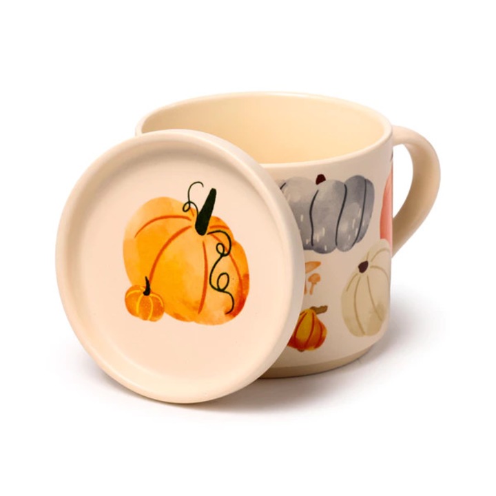 Cana de portelan pentru ceai, cafea, apa cu suport sau capac, elemente de decor de toamna, Inaltime 8.5cm, Latime 9.5cm, Adancime 8cm