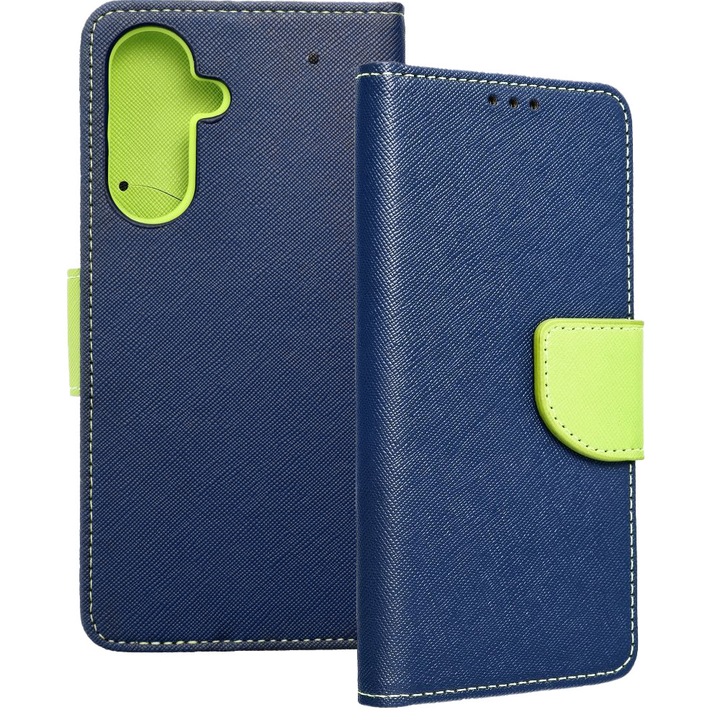 FANCY könyvtok Samsung Galaxy A26 készülékhez tengerészkék/lime