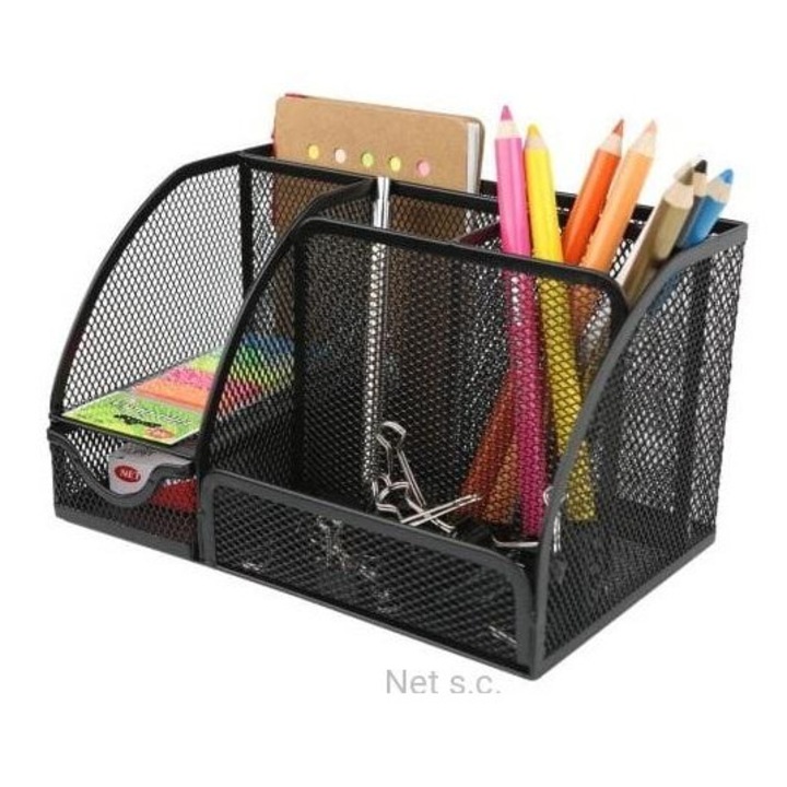 Suport pixuri NET, metal, negru, 30x15x10cm