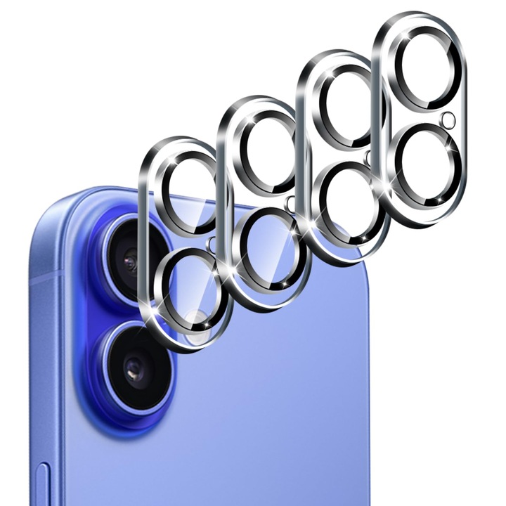 Pachet de 4 folii de protectie pentru lentila de camera pentru iPhone 17 6, 3'', sticla securizata HD, rezistenta la zgarieturi, Transparent