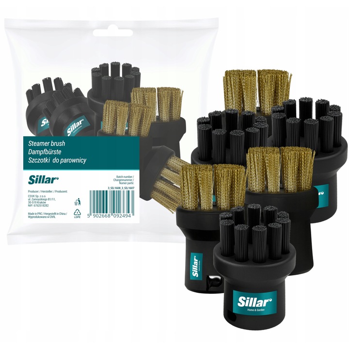 Set 6 Perie de curatat pentru aparat de curatat cu abur Karcher SC1 SC2 SC3 SC4 SC5 SC6, 3x perie de alama, 3x perie de abur negru, inlocuires