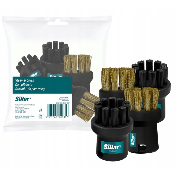 Set 4 Perie de curatat pentru aparat de curatat cu abur Karcher SC1 SC2 SC3 SC4 SC5 SC6, 2x perie de alama, 2x perie de abur negru, inlocuires