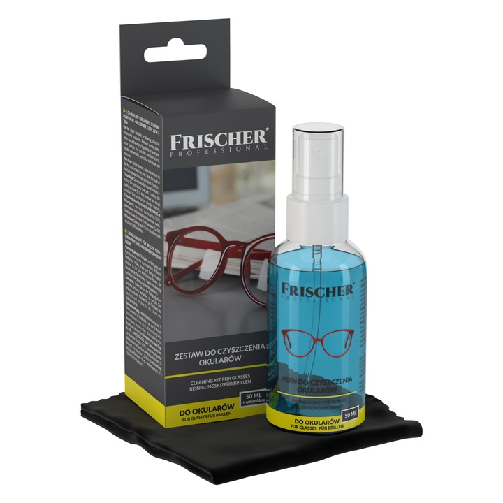 Kit de curatare ochelari Frischer Professional, solutie 50ml + microfibra 20x10cm