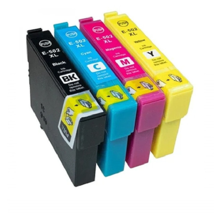 Set 4 cartuse cerneala compatibile Epson T-502XL T 502XL, 49 ml, multicolor, pentru Epson Expression Home XP-5100 XP-5105 Epson WorkForce WF-2860DWF WF-2865DWF
